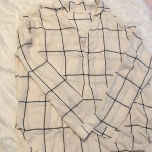 Lush Windowpane Plaid Blouse